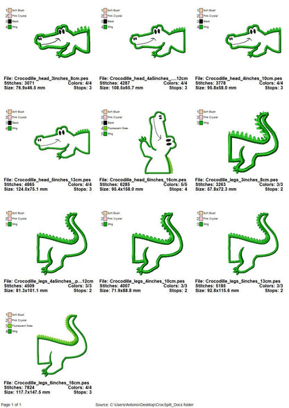 Little Split Alligator – Crocodile embroidery pattern by Artapli