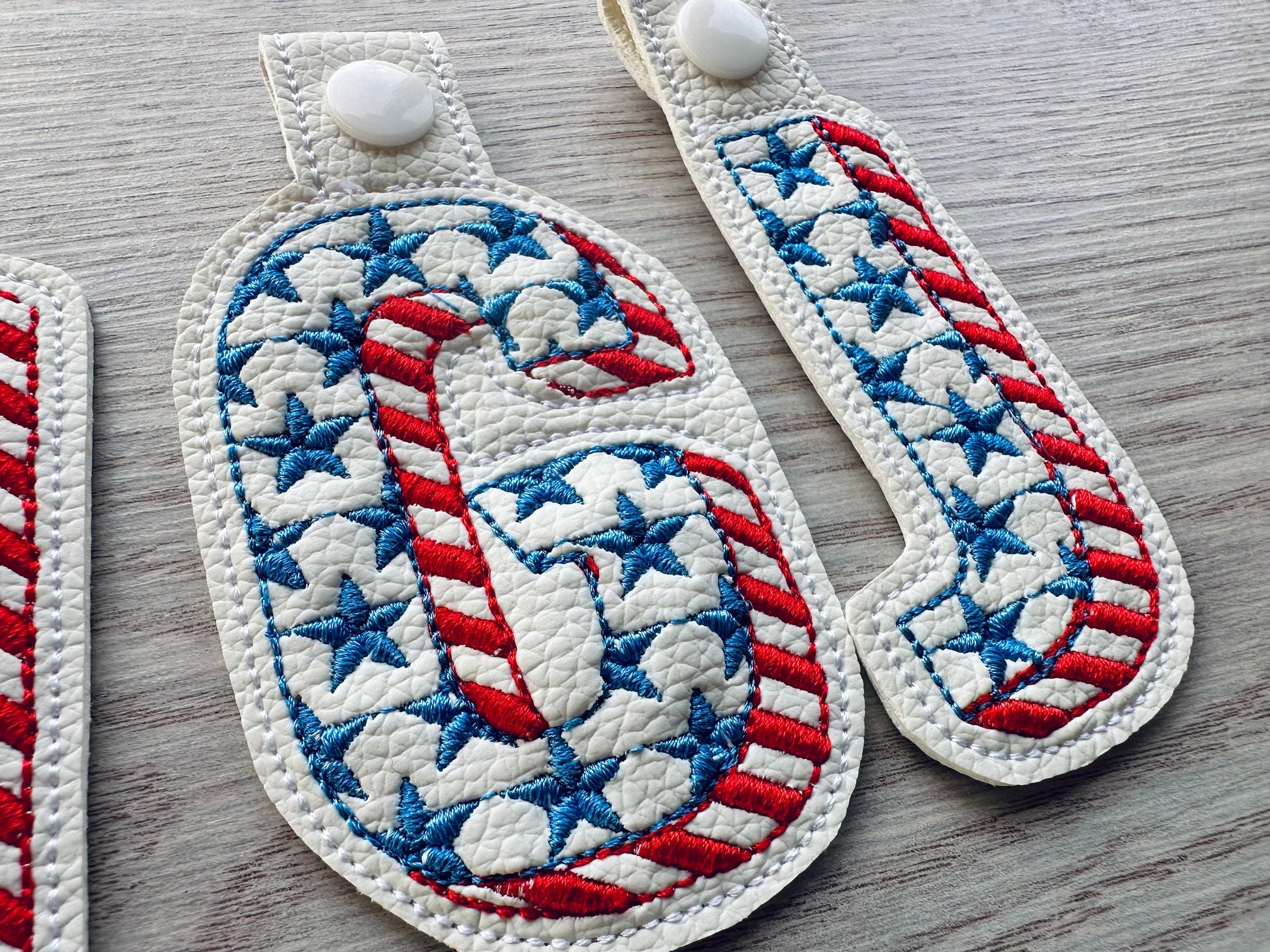Patriotic Shadow Stars and Stripes 4th July Independence Day Eyelet and Key Fob Snap Tab
