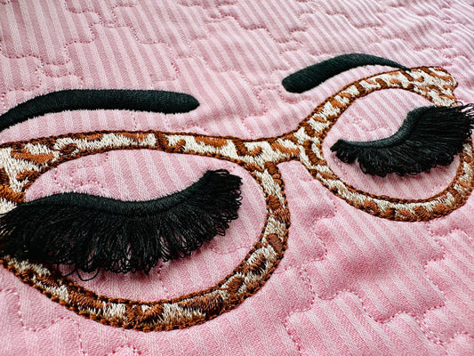 Fluffy Eyes Fringed Flare Lashes Doll Eyes and Glasses Fringe Eyelashes Machine Embroidery Designs in the Hoop