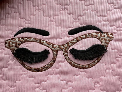 Fluffy Eyes Fringed Flare Lashes Doll Eyes and Glasses Fringe Eyelashes Machine Embroidery Designs in the Hoop