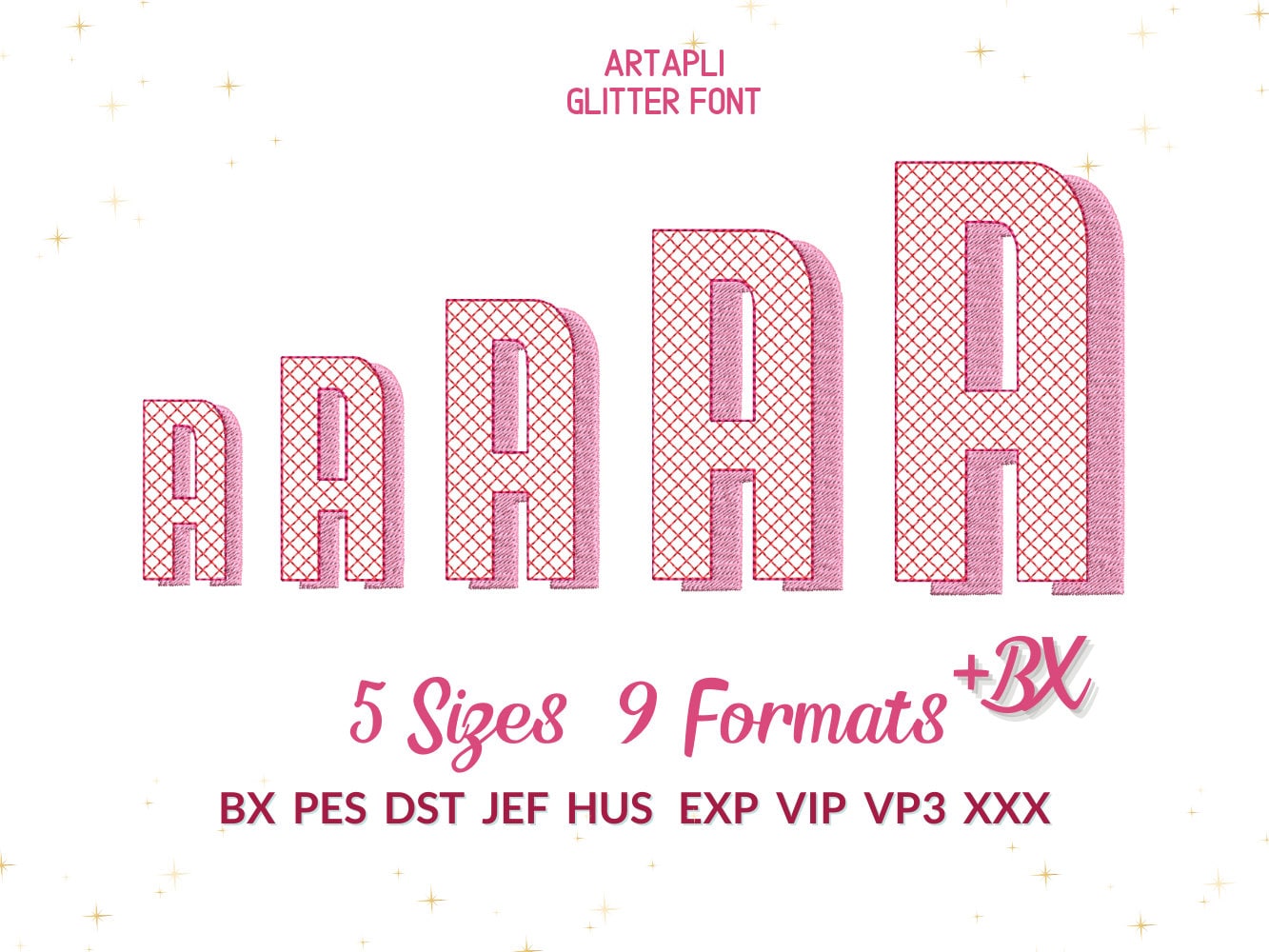 Glitter Shadow Font HTV vinyl embroidery glitter vinyl alphabet letters Sparkling effect machine embroidery designs