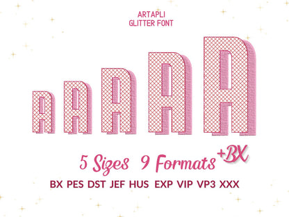 Glitter Shadow Font HTV vinyl embroidery glitter vinyl alphabet letters Sparkling effect machine embroidery designs