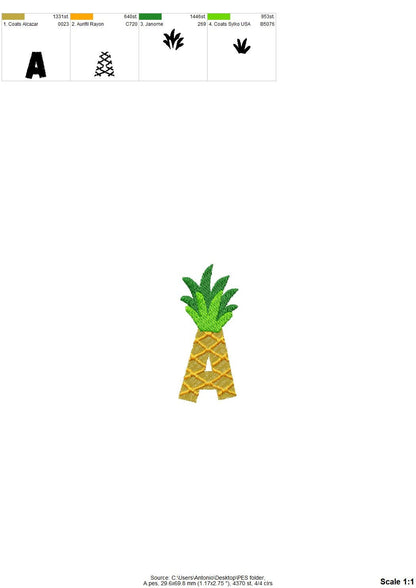 Patterned Pineapple Font Tutti Frutti Summer Pineapple Alphabet Letters Monogram Machine Embroidery Designs Fruit Palm Tree Ananas Plant - Etsy