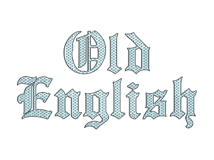 Waffle stitch Old English type Font 2 colors alphabet waffle fill and outline machine embroidery designs letters and numbers sizes 1 to 3in