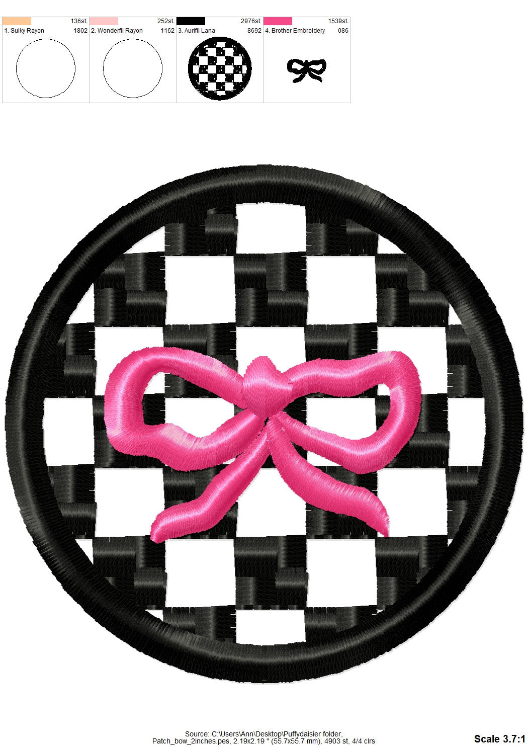 Puff little bow machine embroidery design file 3D raised Puffy Foam bow monogram mini add-on Patch  2 inch design included