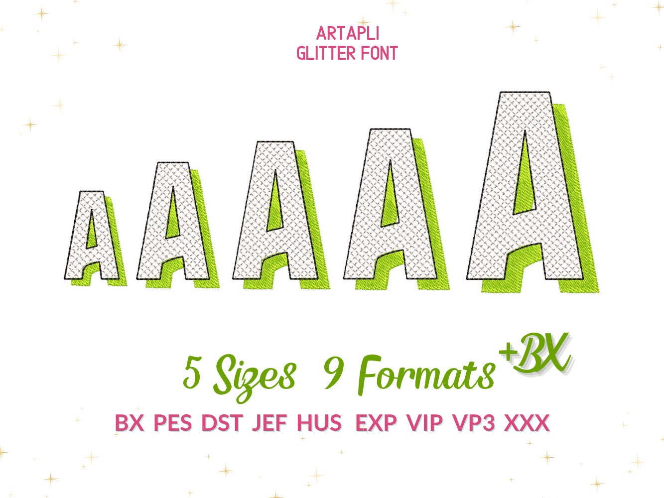 Block Glitter Shadow Font HTV glitter monogram sparkle effect alphabet letters machine embroidery designs
