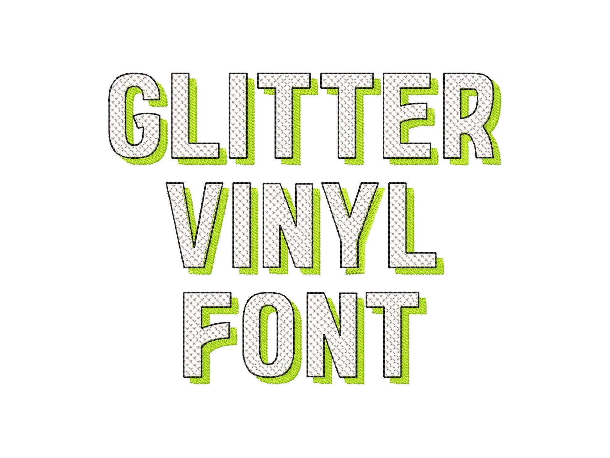 Block Glitter Shadow Font HTV glitter monogram sparkle effect alphabet letters machine embroidery designs