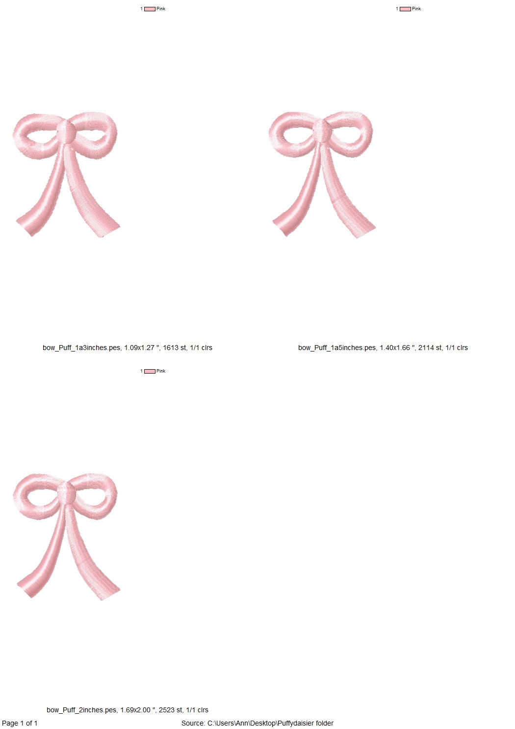 Puff little bow machine embroidery design file 3D raised Puffy Foam bow monogram mini add-on Patch