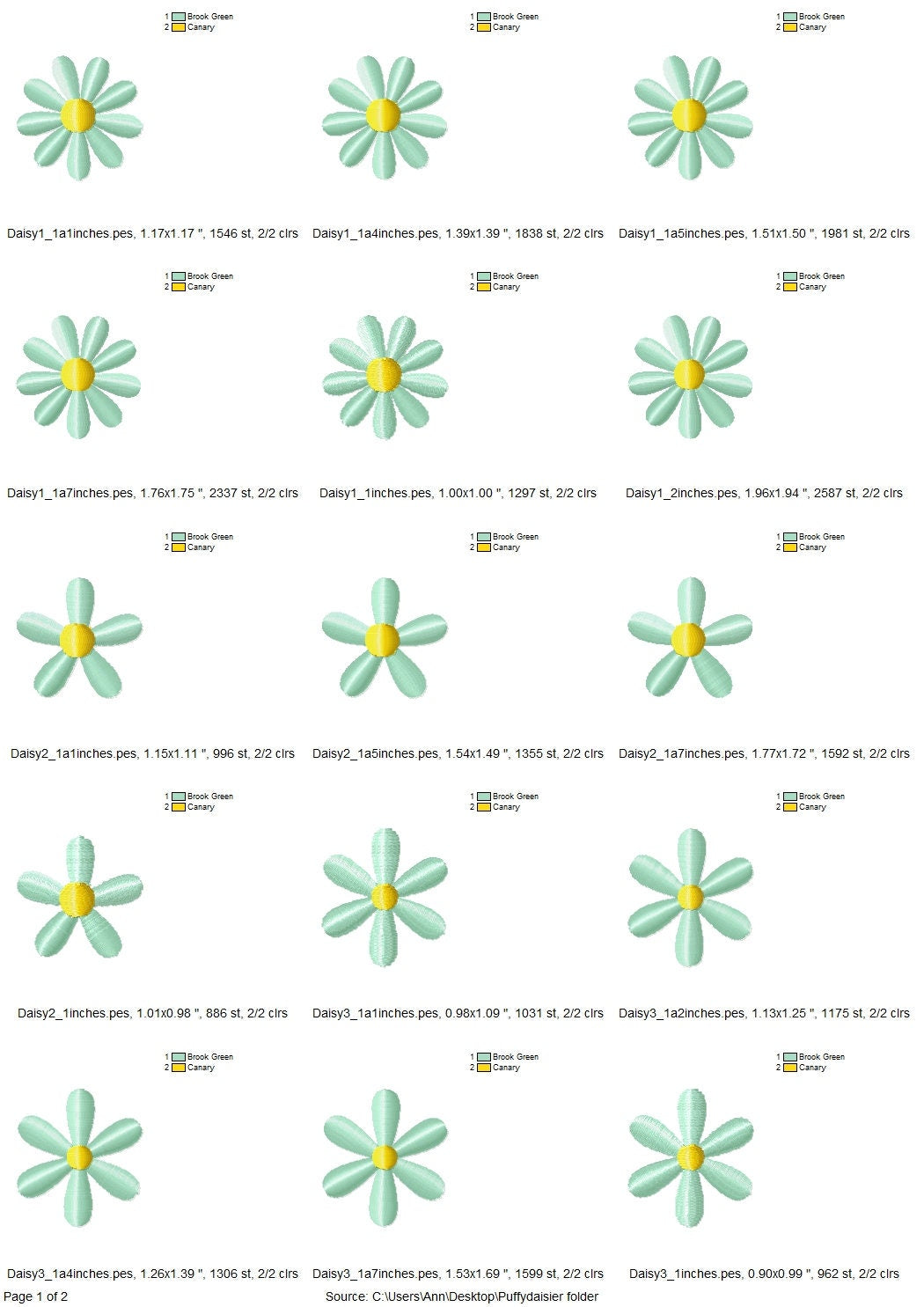 Daisy Puff little flower machine embroidery designs embroidery file 3D raised Puffy Foam small hippie flower monogram