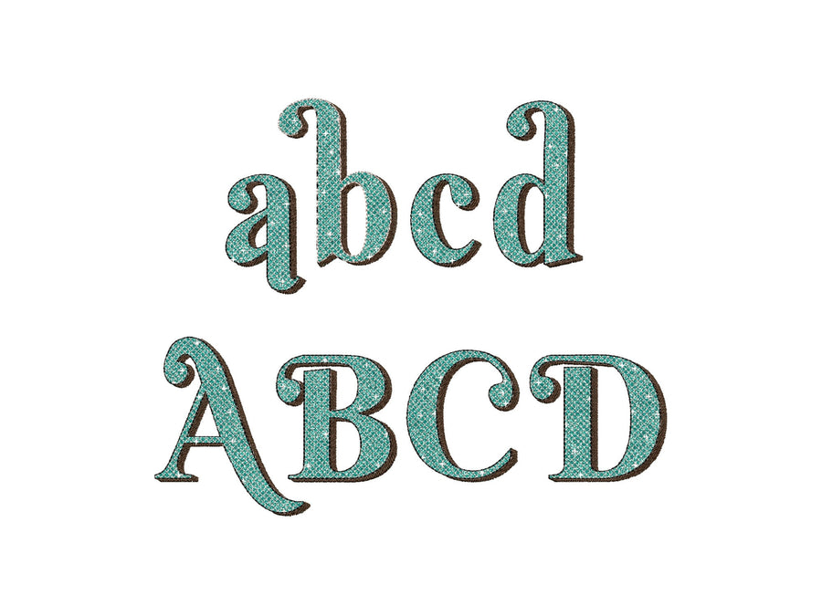 Vintage Glitter Font HTV glitter vinyl monogram sparkling Retro alphabet letters machine embroidery designs
