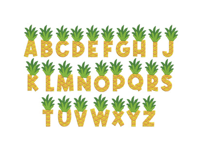 SET of 4 Patterned Fonts Tutti Frutti Summer Watermelon Strawberry Pineapple Alphabet Letters Machine Embroidery Design