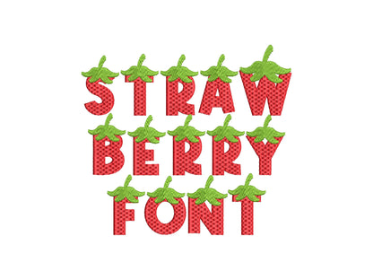 Patterned Strawberry Font Tutti Frutti Summer Strawberry Alphabet Letters Monogram Machine Embroidery Designs Fruit Berry Plant