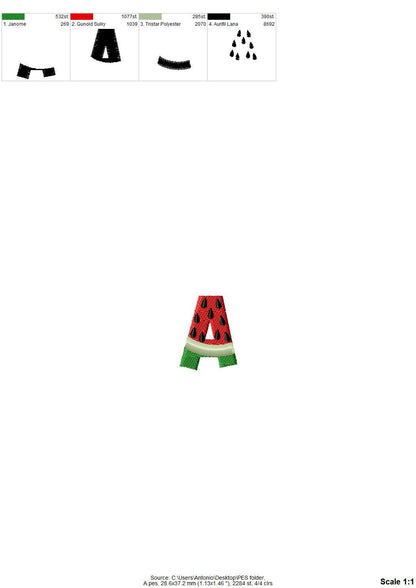 Watermelon Font Tutti Frutti Summer Watermelon Alphabet Letters Monogram Machine Embroidery Designs Fresh Funny Sunny Fruit Berry