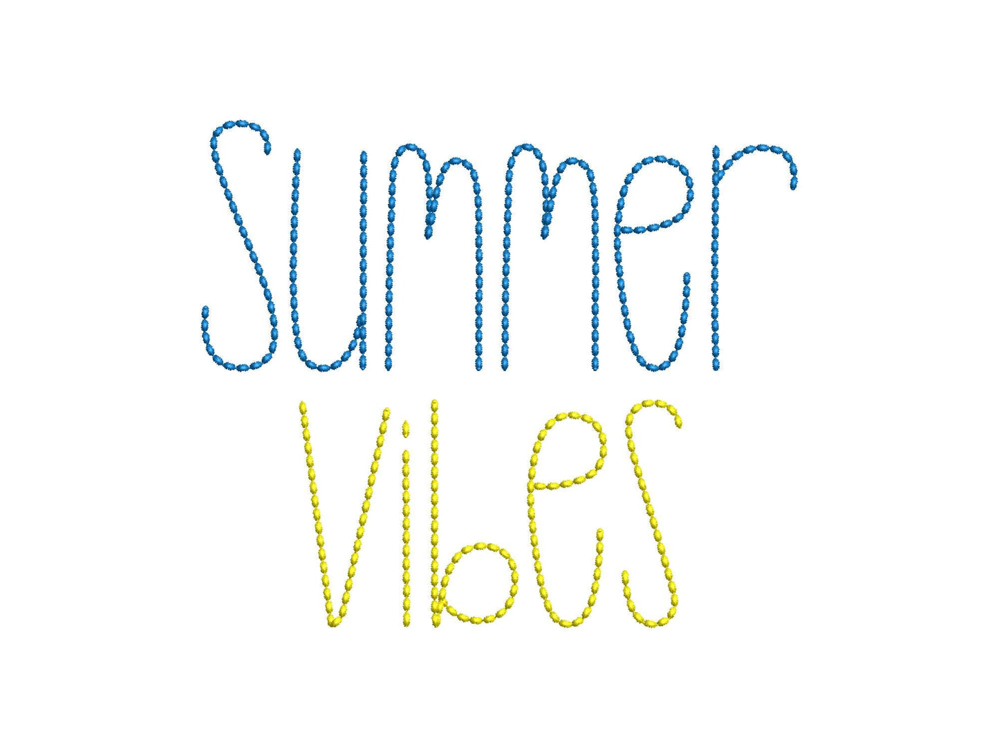 Hand stitch effect FONT machine embroidery designs in multiple sizes from 1 to 3.4 inches alphabet letters numbers seed bean stitch, BX incl