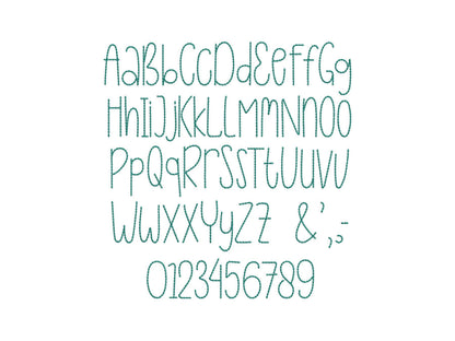 Hand stitch effect FONT machine embroidery designs in multiple sizes from 1 to 3.4 inches alphabet letters numbers seed bean stitch, BX incl