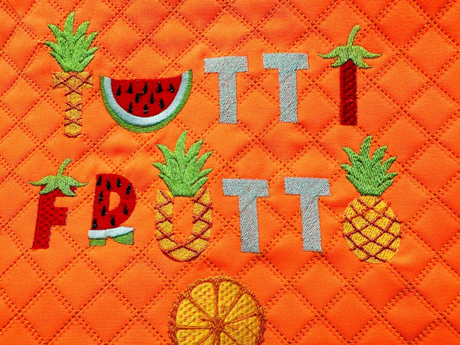 SET of 4 Patterned Fonts Tutti Frutti Summer Watermelon Strawberry Pineapple Alphabet Letters Machine Embroidery Design