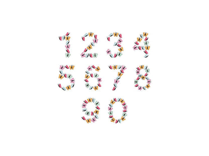 Butterfly Birthday Numbers 0-9 tiny wee butterflies machine embroidery designs flowered Summer floral monogram multiple sizes 2.5 to 6.3inch