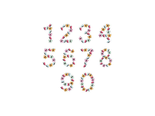 Butterfly Birthday Numbers 0-9 tiny wee butterflies machine embroidery designs flowered Summer floral monogram multiple sizes 2.5 to 6.3inch