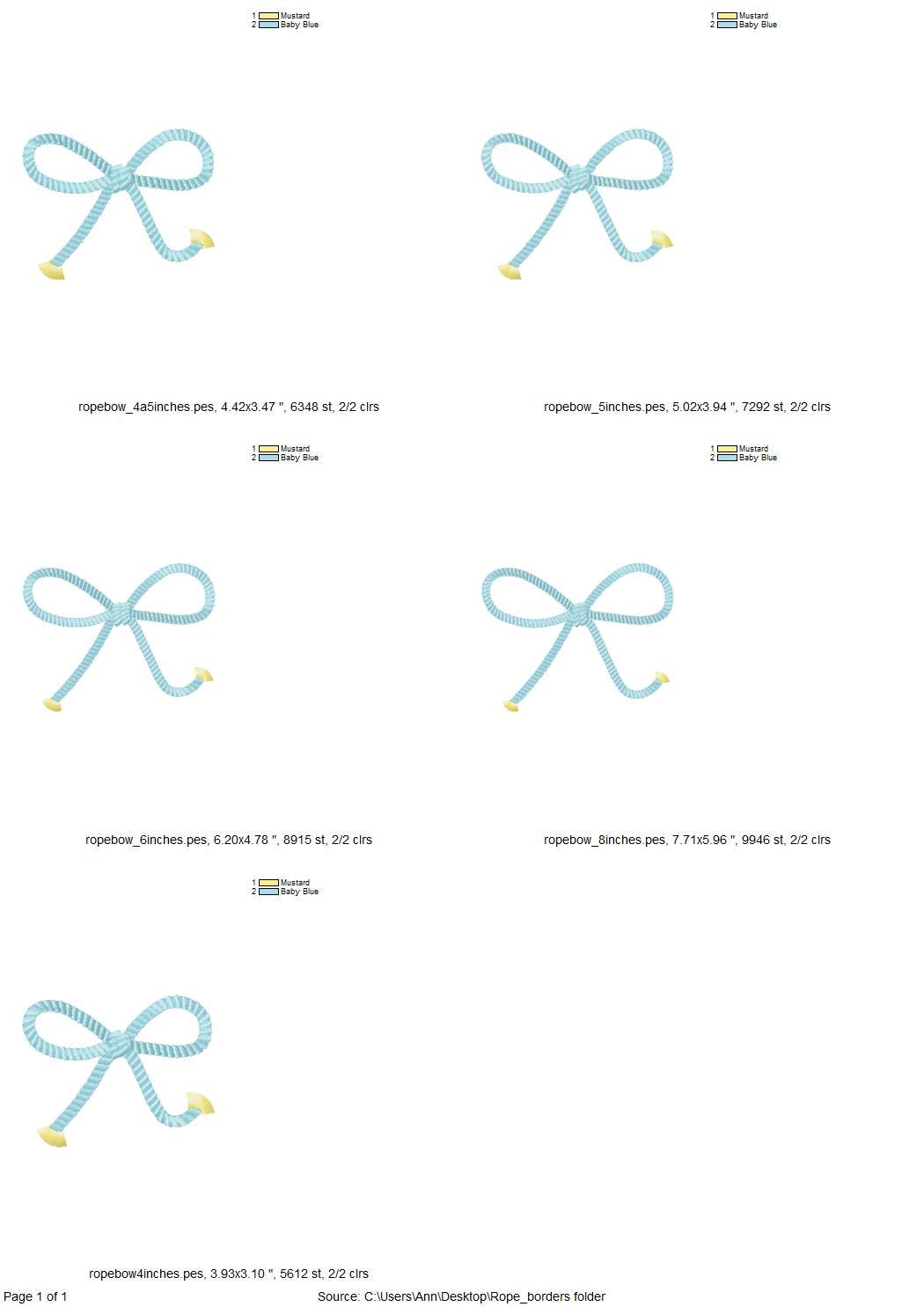 Rope Bow Fringed Fluffy Rope Ends Tassel Rope Stitch Cowboy Farm Towel Napkin Decoration Machine Embroidery Designs Multiple Sizes 4 to 8in - Etsy