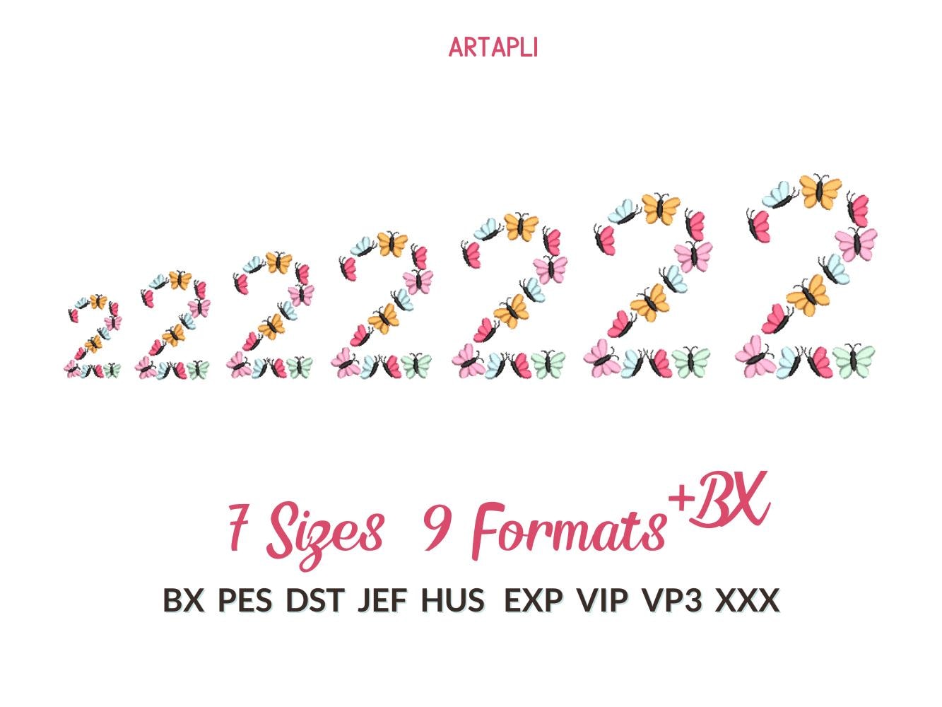 Butterfly Birthday Numbers 0-9 tiny wee butterflies machine embroidery designs flowered Summer floral monogram multiple sizes 2.5 to 6.3inch