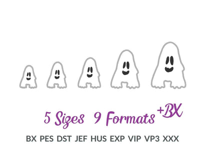 Ghost Font Applique machine embroidery designs Halloween alphabet monogram letters sizes 3 to 5.9in scary spooky Ghosts kids baby Boo and BX