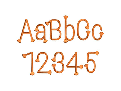 Rope Block FONT Fringed Tassel End Alphabet Machine Embroidery Designs Cowboy Cowgirl Kids Rodeo Lasso Rope Monogram