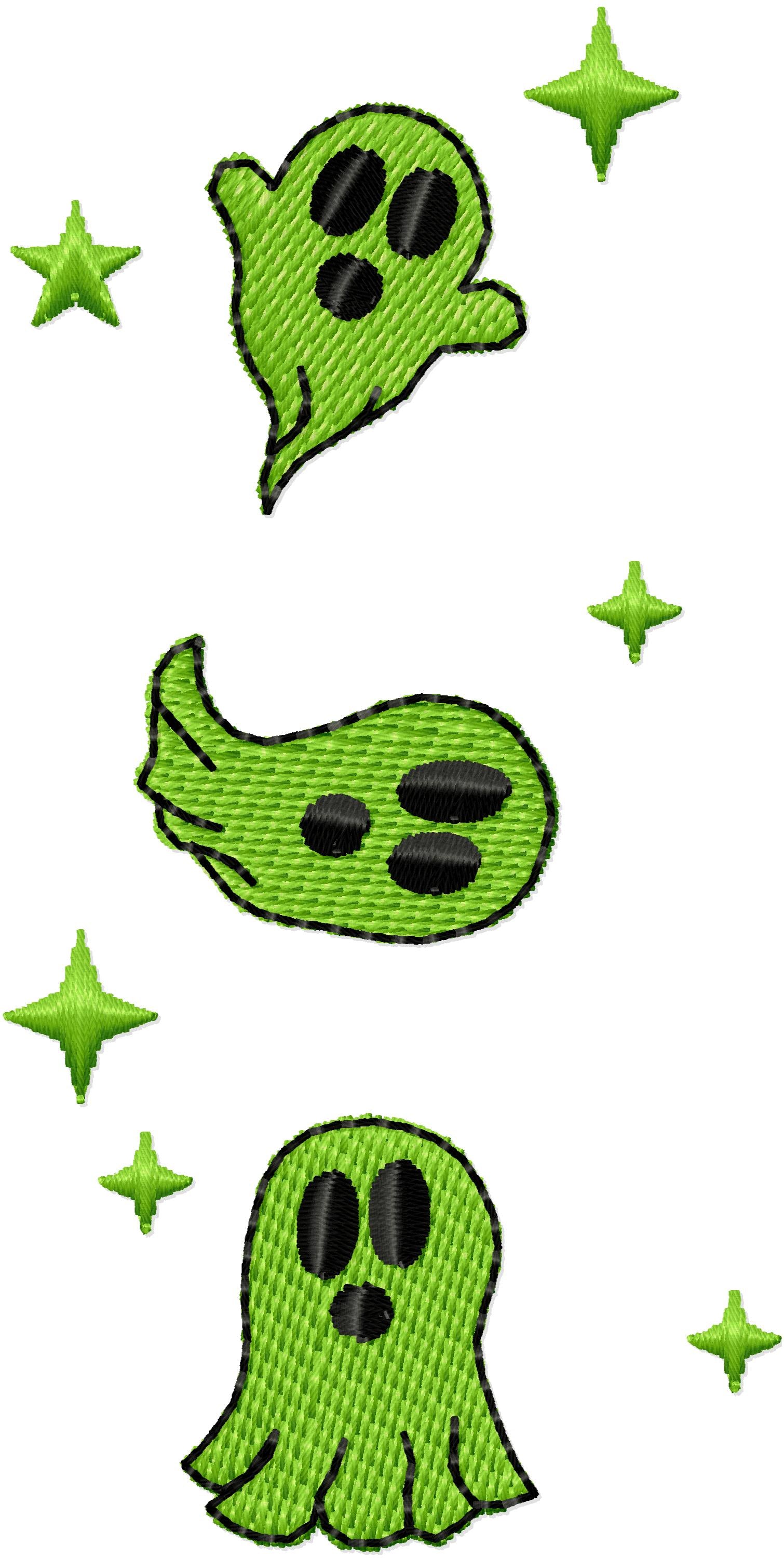 Magic Ghost Trio – Fill Stitch machine embroidery design by Artapli