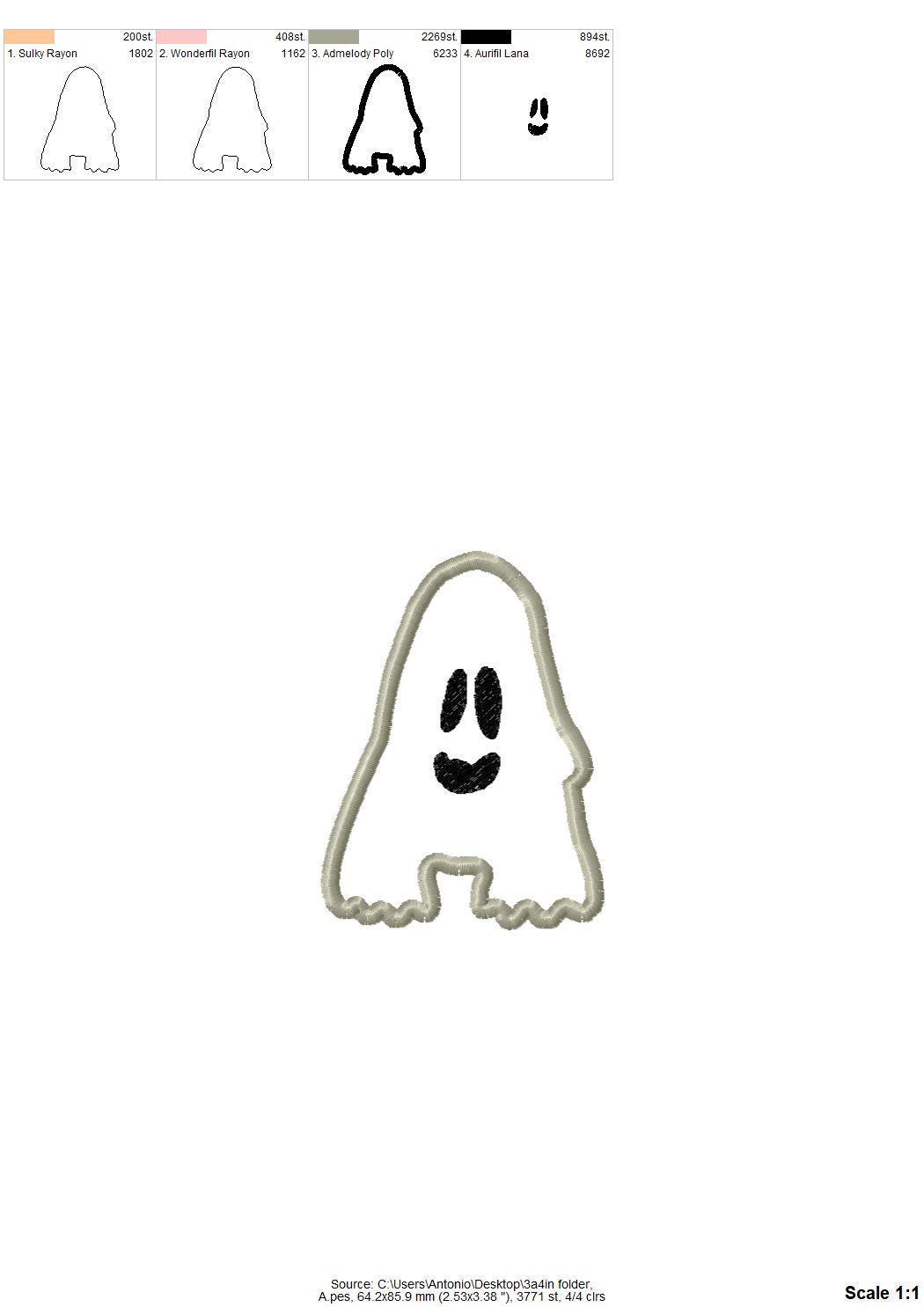 Ghost Font Applique machine embroidery designs Halloween alphabet monogram letters sizes 3 to 5.9in scary spooky Ghosts kids baby Boo and BX