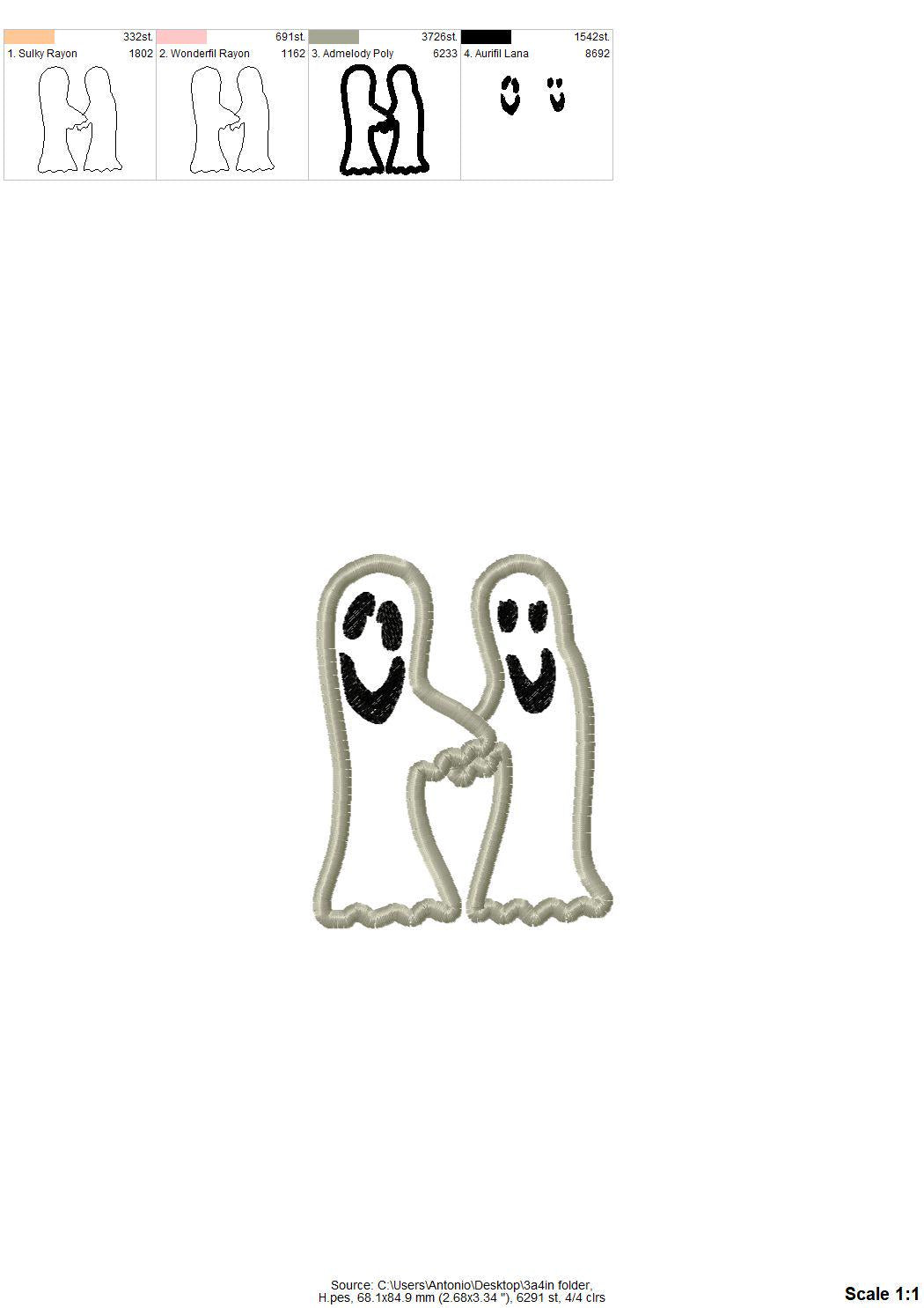 Ghost Font Applique machine embroidery designs Halloween alphabet monogram letters sizes 3 to 5.9in scary spooky Ghosts kids baby Boo and BX