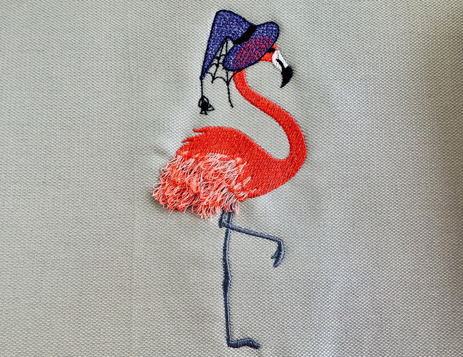 Fringed Fluffy Chenille Spooky Flamingo Bird Witch Hat Halloween Machine Embroidery Designs Many Sizes From 4 to 7 Inches Girl Outfit Design - Etsy