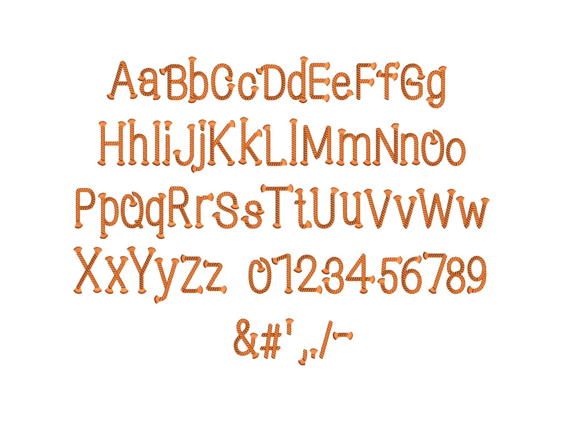 Rope Block FONT Fringed Tassel End Alphabet Machine Embroidery Designs Cowboy Cowgirl Kids Rodeo Lasso Rope Monogram