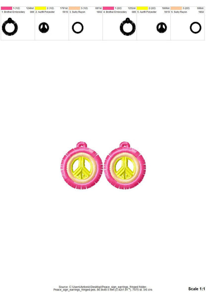 Fringed Peace Sign Earrings FSL