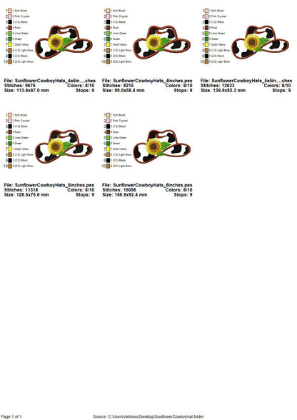 Pretty Cowgirl Cowboy Hat Applique Design Fringed Fluffy Sunflower Machine Embroidery Designs Multiple Sizes 4 to 6 Inch Farm Kids Outfit - Etsy