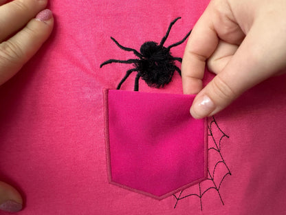 Halloween Fringed Fluffy Spider Pocket Spooky Kids Outfit Pocket Machine Embroidery Designs in the Hoop ITH Project Awesome Genuine Pocket - Etsy