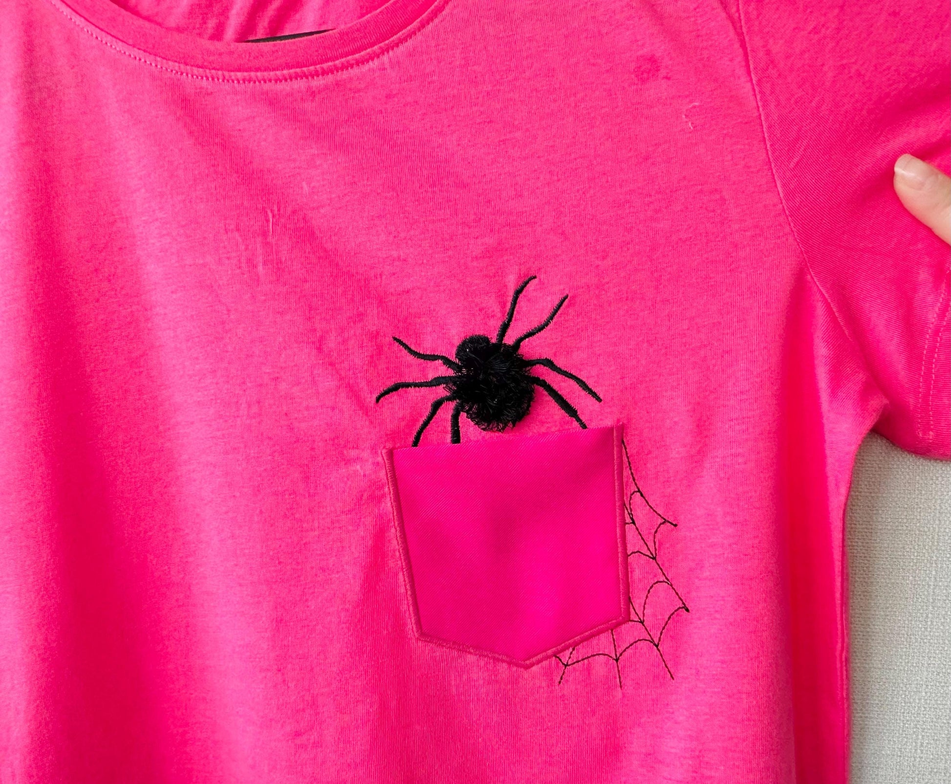 Halloween Fringed Fluffy Spider Pocket Spooky Kids Outfit Pocket Machine Embroidery Designs in the Hoop ITH Project Awesome Genuine Pocket - Etsy