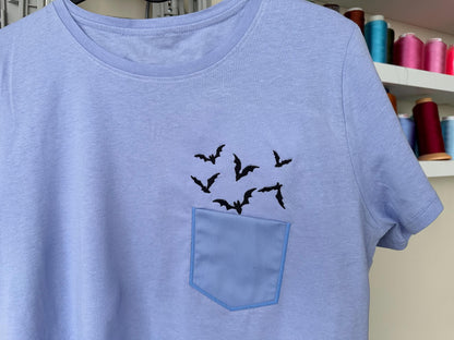 Halloween Pocket flying Bats tiny mini Bat kids outfit Pocket machine embroidery designs in the hoop ITH project awesome genuine Pocket