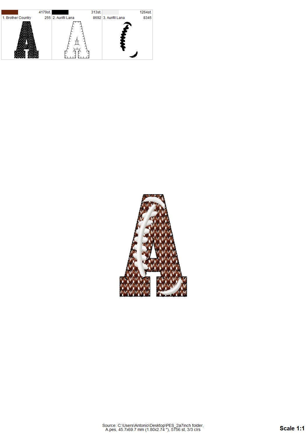 Knit stitch Football FONT hand stitch effect knitted Block Font Varsity Athletic Sport alphabet monogram machine embroidery designs and BX