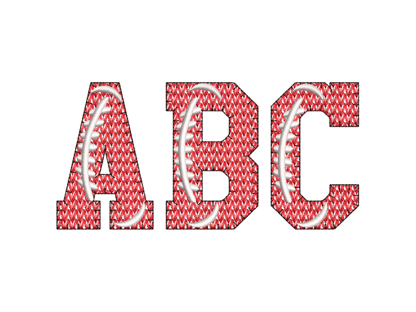Knit stitch Football FONT hand stitch effect knitted Block Font Varsity Athletic Sport alphabet monogram machine embroidery designs and BX