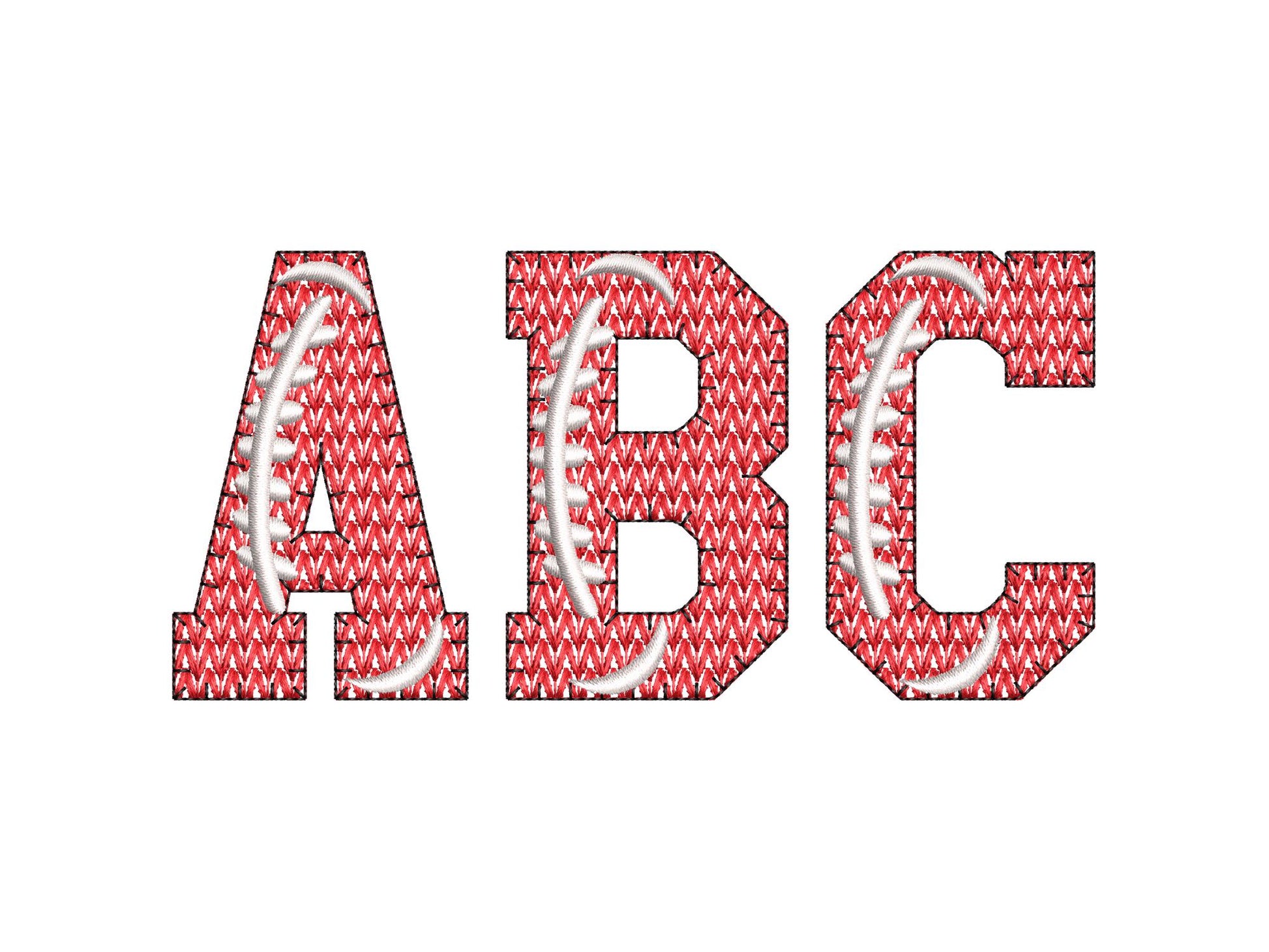 Knit stitch Football FONT hand stitch effect knitted Block Font Varsity Athletic Sport alphabet monogram machine embroidery designs and BX