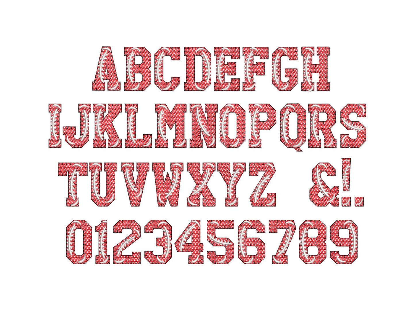 Knit stitch Football FONT hand stitch effect knitted Block Font Varsity Athletic Sport alphabet monogram machine embroidery designs and BX