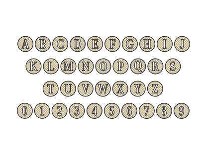 Embossed Classy Circle Monogram terry towel Font alphabet letters A-Z numbers 0-9 machine embroidery designs for hoop 4x4 5x5 6x6 gift idea