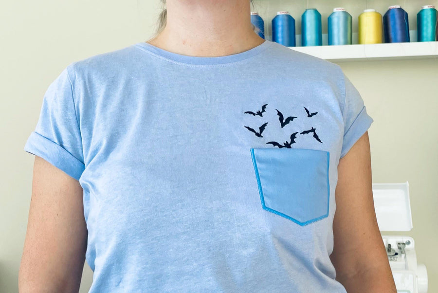 Halloween Pocket flying Bats tiny mini Bat kids outfit Pocket machine embroidery designs in the hoop ITH project awesome genuine Pocket