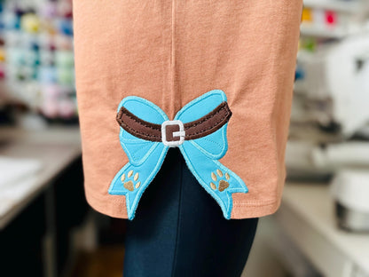 Puppy Dog Collar side Bow Applique machine embroidery designs pet paw pawprint ribbon t-shirt sweatshirt split seam side bow multiple sizes