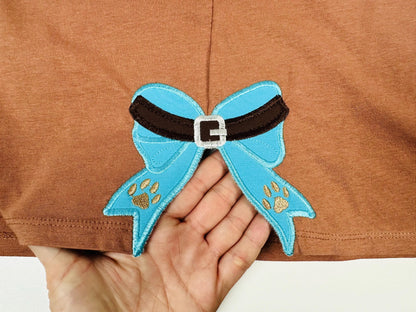 Puppy Dog Collar side Bow Applique machine embroidery designs pet paw pawprint ribbon t-shirt sweatshirt split seam side bow multiple sizes