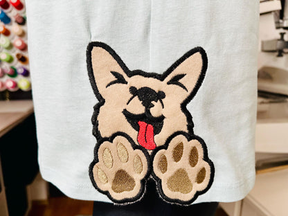 Puppy Bow Split side seam cutout Side Bow Applique machine embroidery designs Trendy Pet Dog lovers Apparel Sweatshirts T-Shirts 4 8 inch