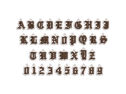 Old English Font FSL free standing lace Hanging Monogram letters numbers machine embroidery designs charm pendant earrings alphabet BX - image 3