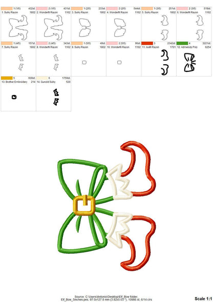 Christmas Elf Bow side bow split seam Santa Helper Elf boots machine embroidery designs sweatshirt t-shirt festive outfit kids design