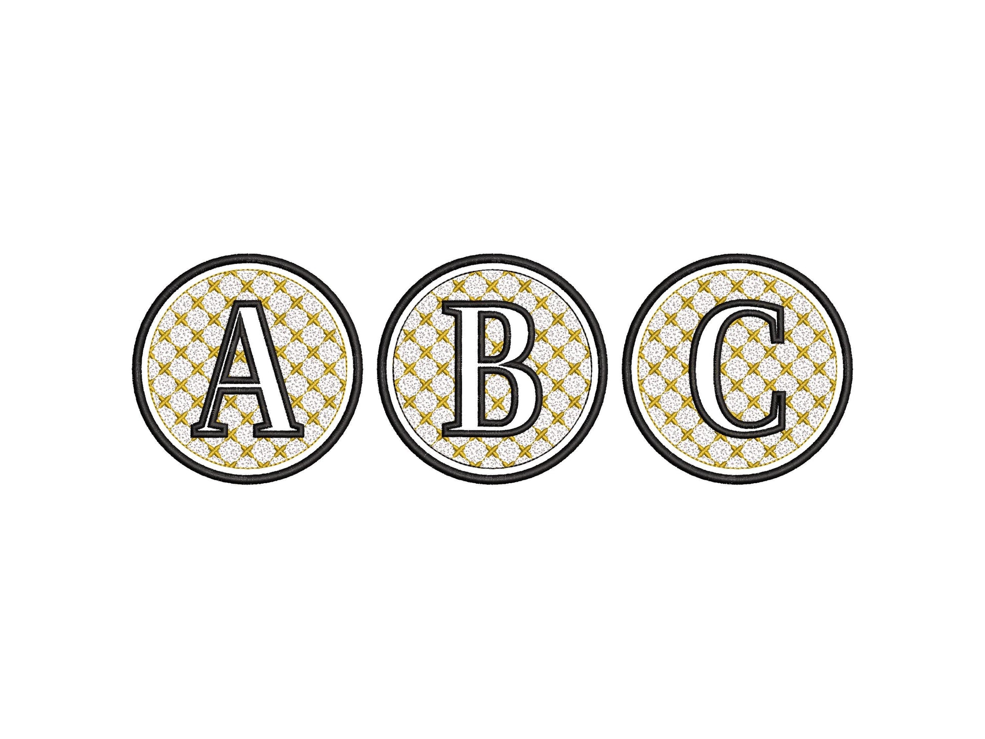 Embossed Classy Circle Monogram terry towel Font alphabet letters A-Z numbers 0-9 machine embroidery designs for hoop 4x4 5x5 6x6 gift idea