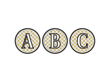 Embossed Classy Circle Monogram terry towel Font alphabet letters A-Z numbers 0-9 machine embroidery designs for hoop 4x4 5x5 6x6 gift idea