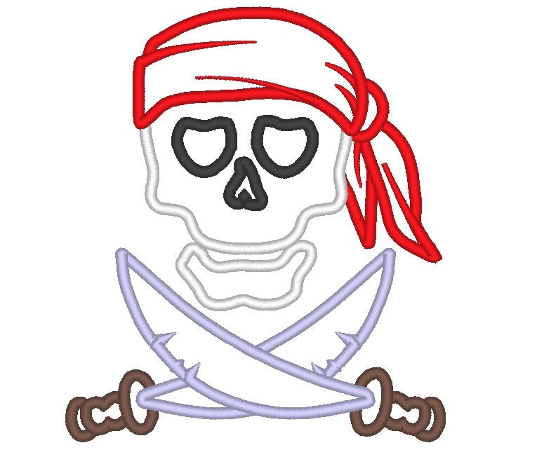 Pirate Skull Machine Embroidery Applique Designs